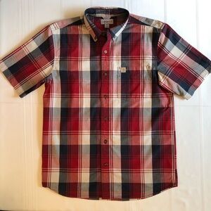 Carhartt Red/Tan/Blue Casual Button Down Relaxed Fit Shirt Size M